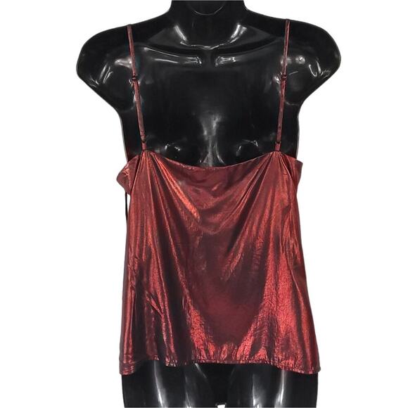 L'agence Foiled Shimmer Tank Top Holiday Red - Picture 3 of 11